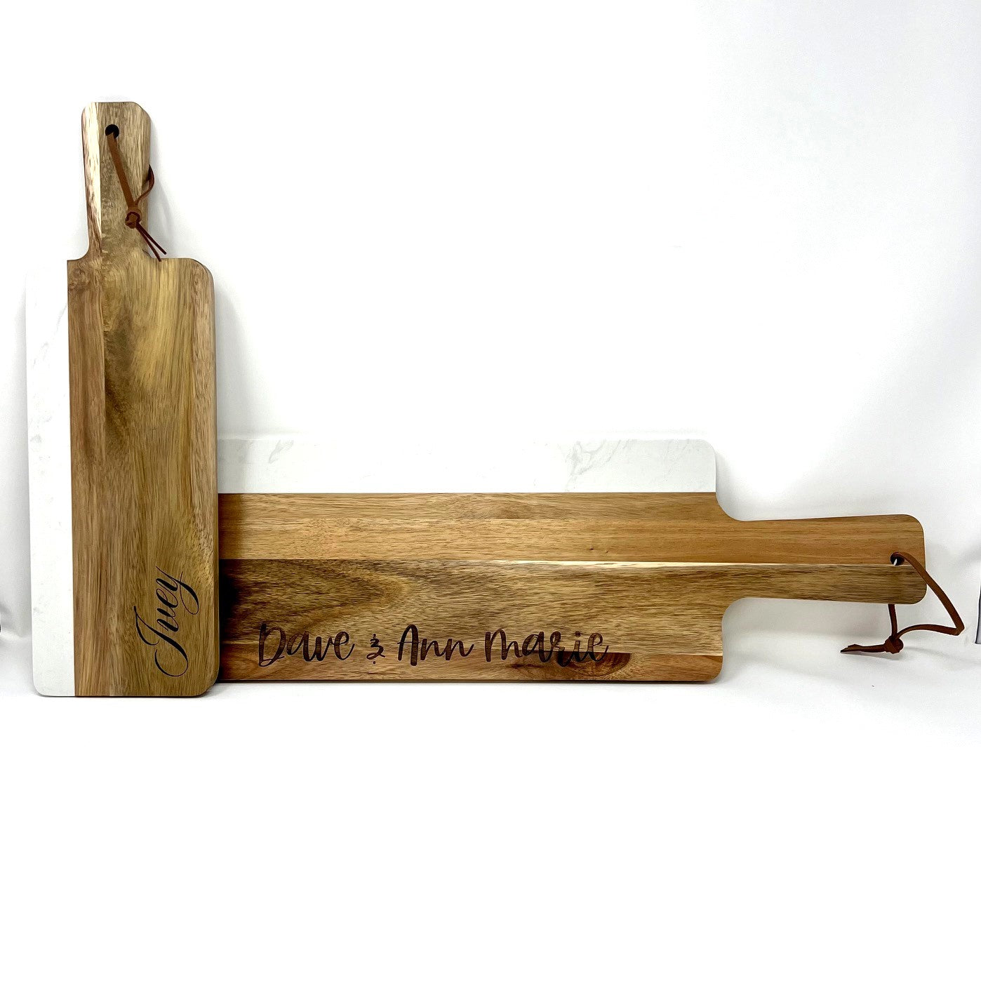 Wood and Marble Serving Board with Handle